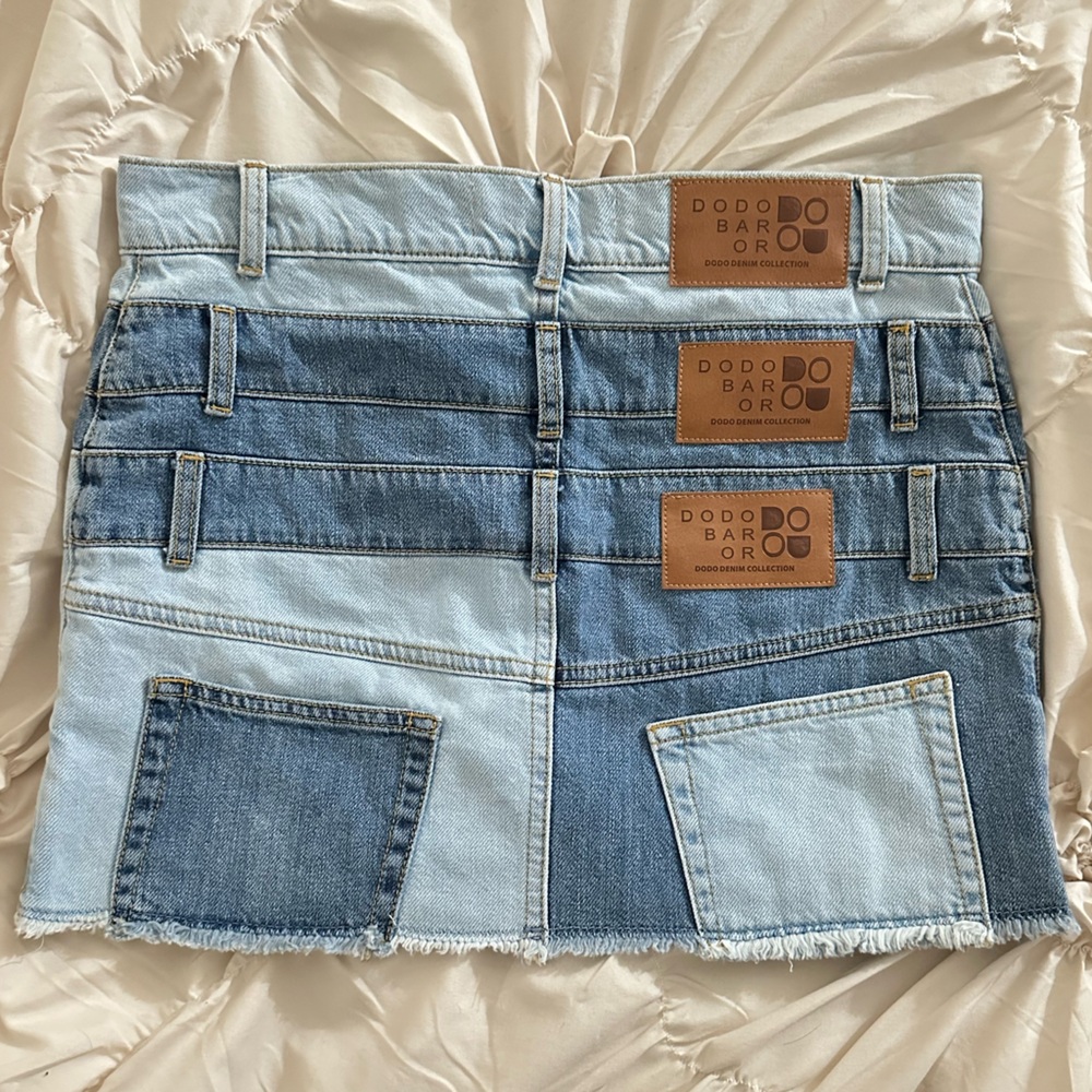 Dodo Bar Or Blue Layered Denim Mini Skirt